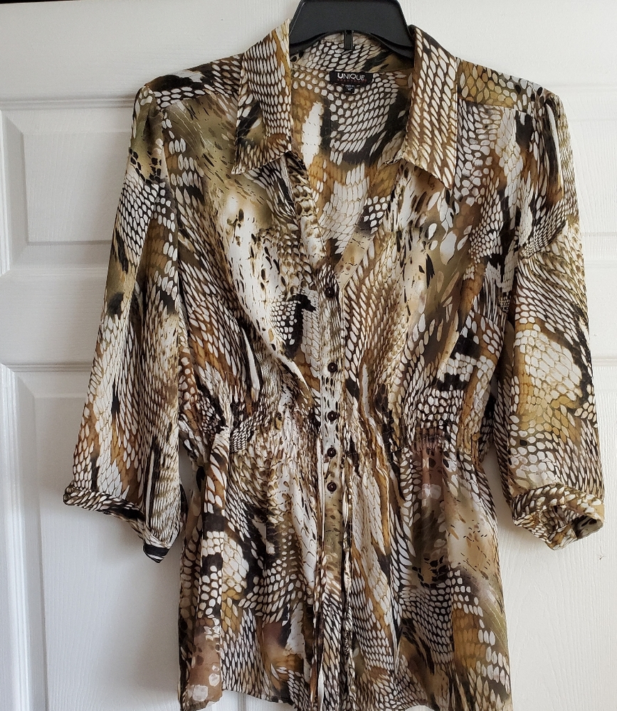 Unique  Jacket Style Blouse - Plus Size